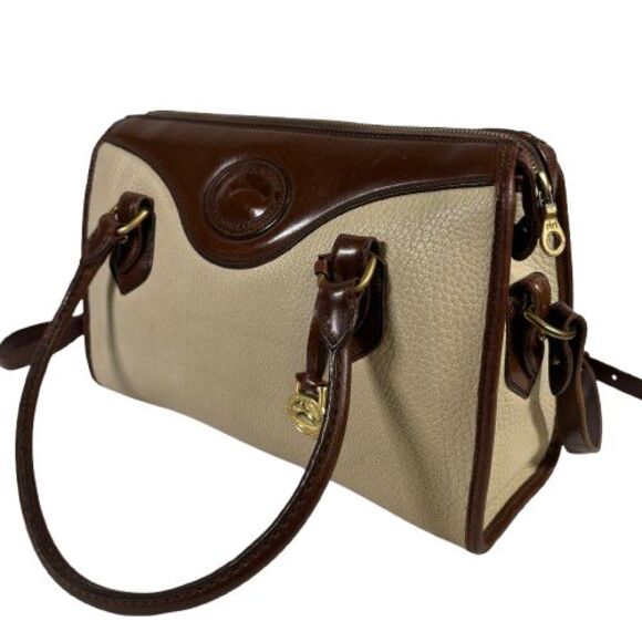 Dooney Bourke All Weather Leather Bone Brown Satchel Handbag Shoulder Bag Purse - Picture 2 of 16